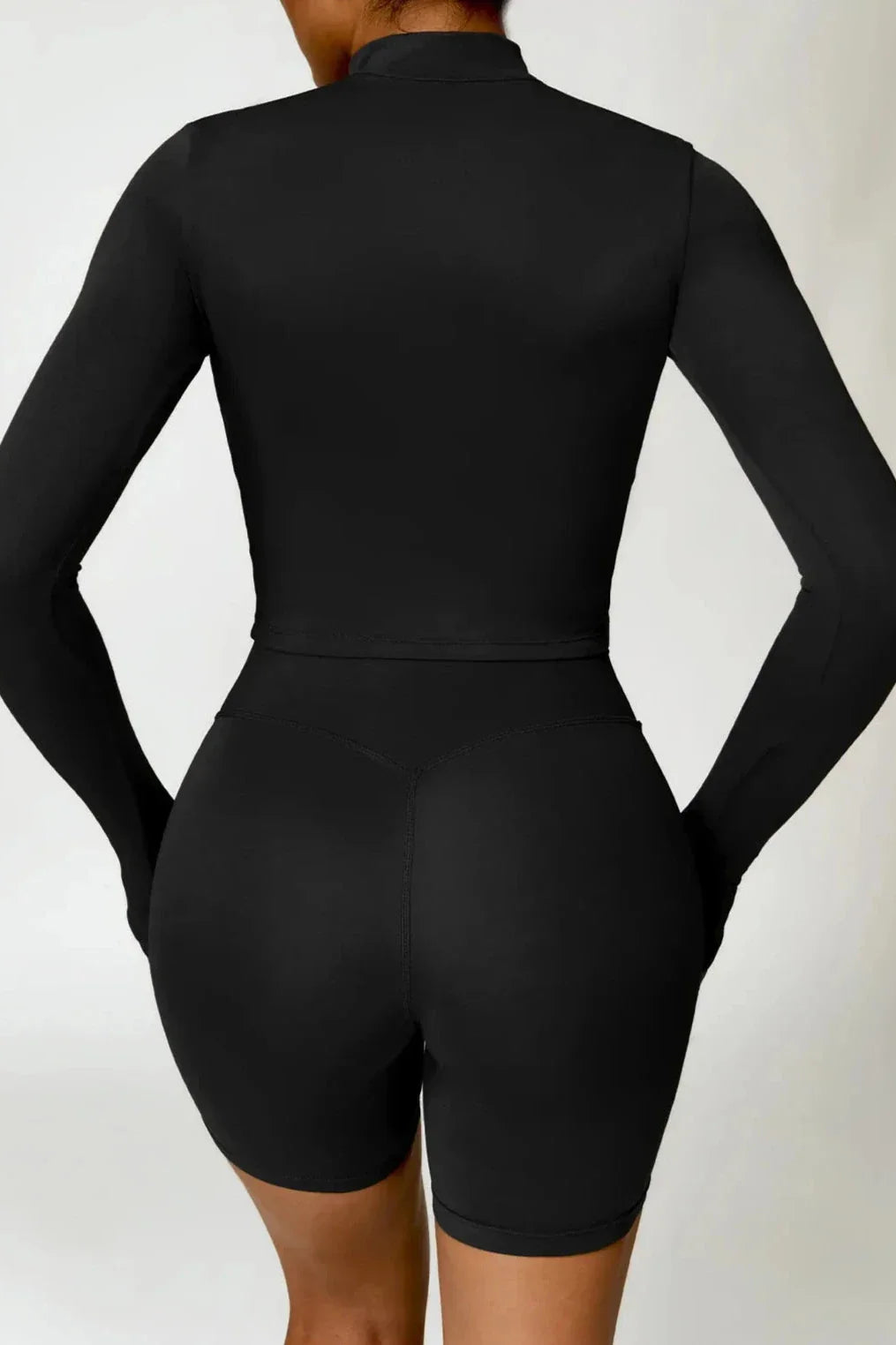 Amira™ | Full Zip Top & High-Waist Short Set Black